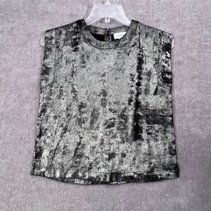 Evereve XS Pewter Metallic Sleeveless Top Blouse Party Cocktail